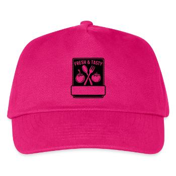 Fresh and tasty - LAST NAME FIRST NAME - Kids’ Baseball Cap - fuchsia - Front