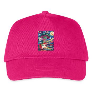 Brokkoli mit Gitarre im Sternenhimmel - Kinder Basecap - Fuchsia - Vorne