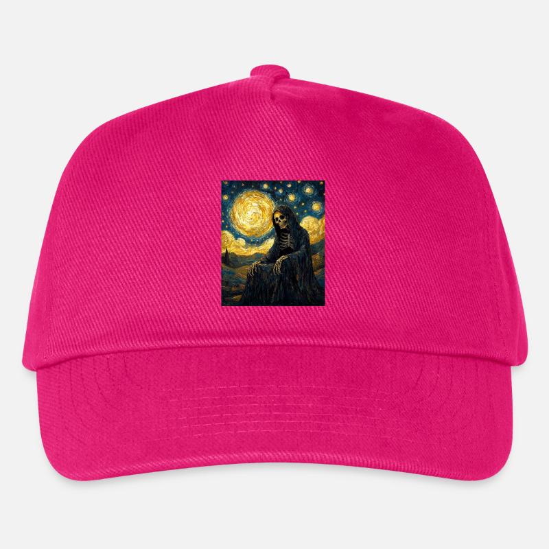 Geist Skelett Van Gogh Style Starry Night - Kinder Basecap - Fuchsia