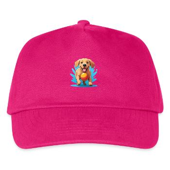 Fröhlicher Hund mit Ball Cartoon - Kinder Basecap - Fuchsia - Vorne