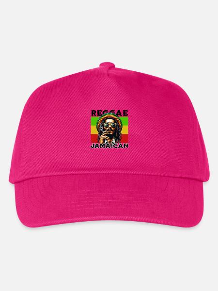 Jamaican Reggae Vibes Rastafari Style Artwork - Kinder Basecap - Fuchsia