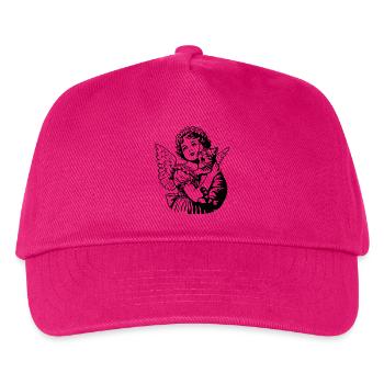 Engel mit Katze – Cherub Vintage Illustration - Kinder Basecap - Fuchsia - Vorne