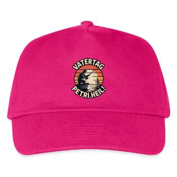Petri Heil Papa Vatertag Geschenk Angler 2026 - Kinder Basecap - Fuchsia - Vorne