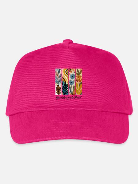 Blühende Botanische Panel-Collage - Kinder Basecap - Fuchsia