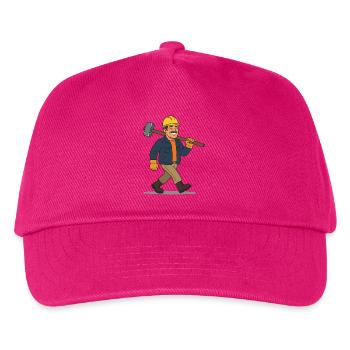 Lustiger Bauarbeiter mit Vorschlaghammer - Kinder Basecap - Fuchsia - Vorne