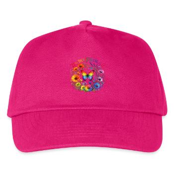 Zeig Dich Für Uns Alle Regenbogen Schmetterling - Kinder Basecap - Fuchsia - Vorne