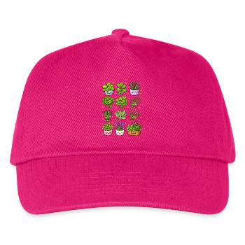 Kawaii Kräuter | Küche & Kräutergarten - Kinder Basecap - Fuchsia - Vorne