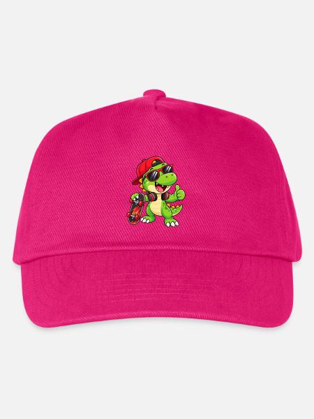 Dino-Skater mit Sonnenbrille und Mütze - Kinder Basecap - Fuchsia