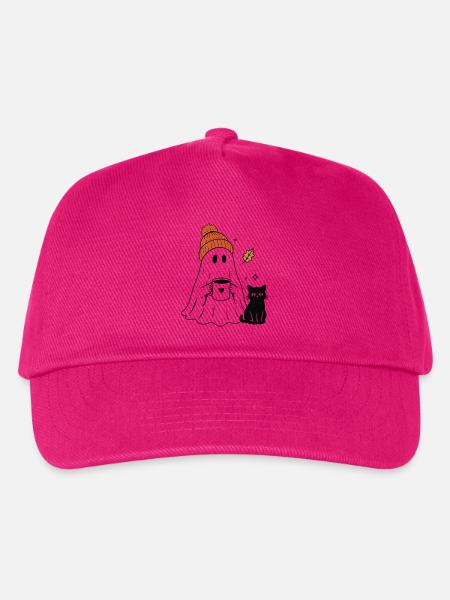 Süßer Geist mit Mütze & Katze – Cozy Halloween - Kinder Basecap - Fuchsia
