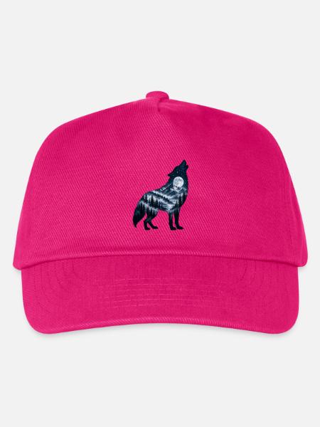 Wolf Krafttier Vollmond - Kinder Basecap - Fuchsia