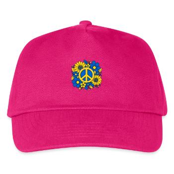 Ukraine Peace Zeichen mit Blumen Blau Gelb - Kinder Basecap - Fuchsia - Vorne
