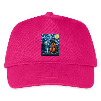Sternennachtskatze spielt Cello – Cellist, Kunstliebhaber - Kinder Basecap - Fuchsia - Vorne