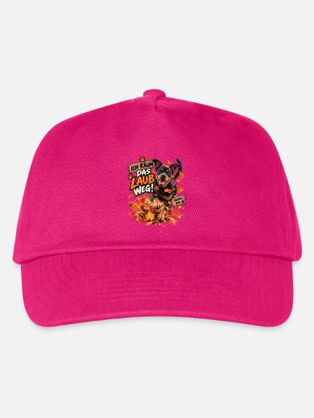 Rottweiler spielt im Laub - Kinder Basecap - Fuchsia