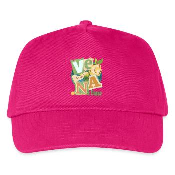 Vegan Welt Collage - Kinder Basecap - Fuchsia - Vorne