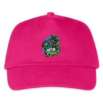 MTB Papa Abenteuerprint Geschenkidee - Kinder Basecap - Fuchsia - Vorne