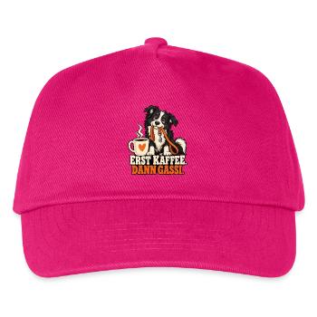 Erst Kaffee, Dann Gassi Hundemotiv - Kinder Basecap - Fuchsia - Vorne
