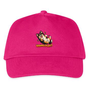 Will to Play Cute Pixel Art Puppy – verspielter Hund - Kinder Basecap - Fuchsia - Vorne