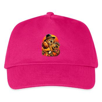 Thanksgiving Hund verteidigt Truthahn Retro - Kinder Basecap - Fuchsia - Vorne