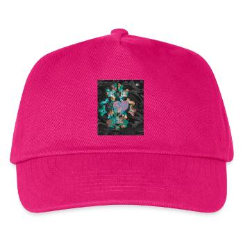 Rosa Herz umgeben von Frühlingsblumen  - Kinder Basecap - Fuchsia - Vorne