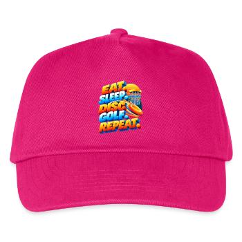 Eat. Sleep. Disc Golf. Repeat. - Kinder Basecap - Fuchsia - Vorne