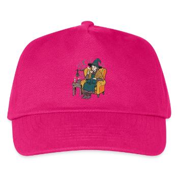 Die Hexe beim Tee mit ihrer Katze - Kinder Basecap - Fuchsia - Vorne