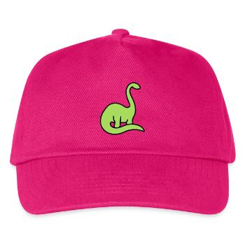 Lime Dino Silhouette auf Schwarz - Kinder Basecap - Fuchsia - Vorne