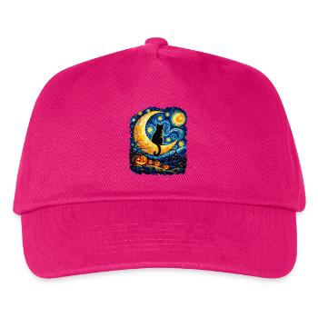 Mondkatze im Sternennacht-Labyrinth - Kinder Basecap - Fuchsia - Vorne