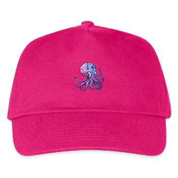 Niedlicher Lila Oktopus Mit Großen Augen - Kinder Basecap - Fuchsia - Vorne
