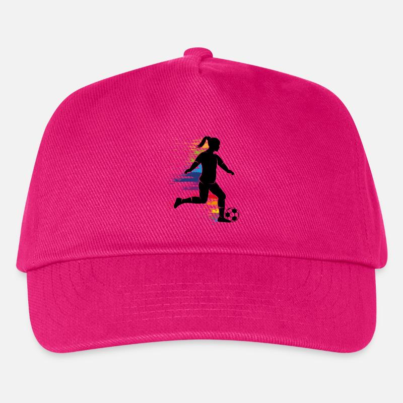 Fußballerin Silhouette mit buntem Graffiti - Kinder Basecap - Fuchsia
