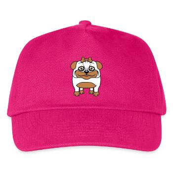 Dog Pug Girl Pretty Bow Woman Female - Kids’ Baseball Cap - fuchsia - Front