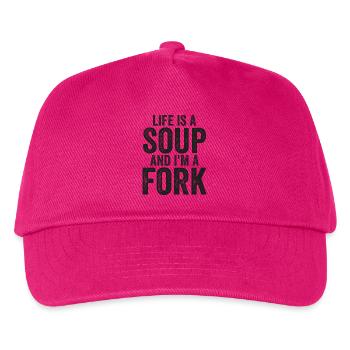 Das Leben Ist Eine Suppe Und Ich Bin Eine Gabel T-Shirts | Komisch - Kinder Basecap - Fuchsia - Vorne