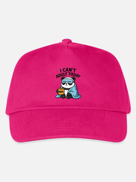 Panda - "I cant adult today" - Kinder Basecap - Fuchsia