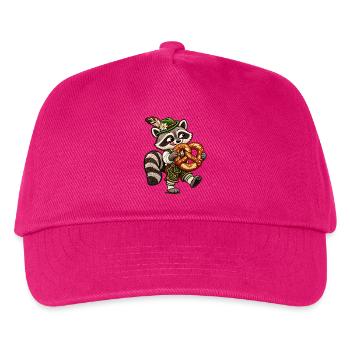 Waschbär mit Brezel  - Kinder Basecap - Fuchsia - Vorne