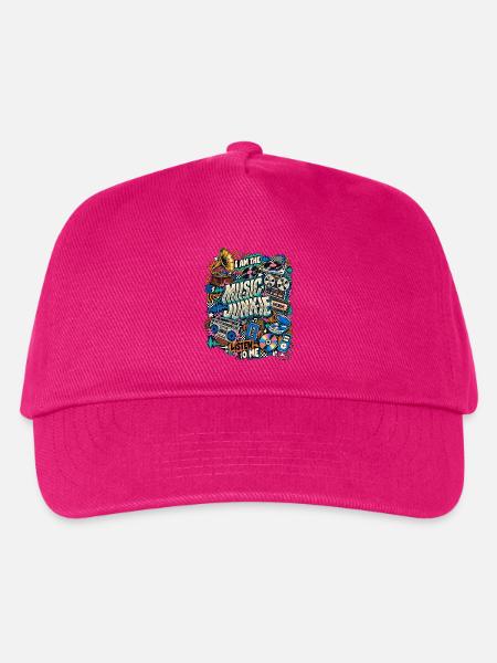 Music Junkie – Retro Musik Collage - Kinder Basecap - Fuchsia
