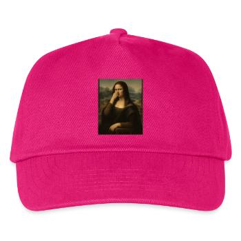 Die Mona Lisa bedeckt ihre Nase - Kinder Basecap - Fuchsia - Vorne
