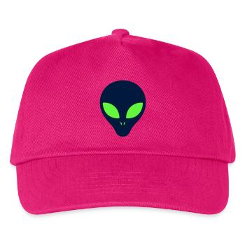 Alien Gesicht Gruen Grafik - Kinder Basecap - Fuchsia - Vorne
