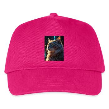 Sternenpfote: Neon-Katze im Licht - Kinder Basecap - Fuchsia - Vorne