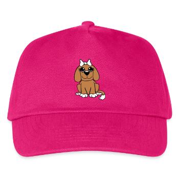 Dog Sitting Little Pretty Lady Bow Female - Kids’ Baseball Cap - fuchsia - Front