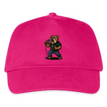Rocksängerin Bulldogge mit Mikrofonkunst - Kinder Basecap - Fuchsia - Vorne