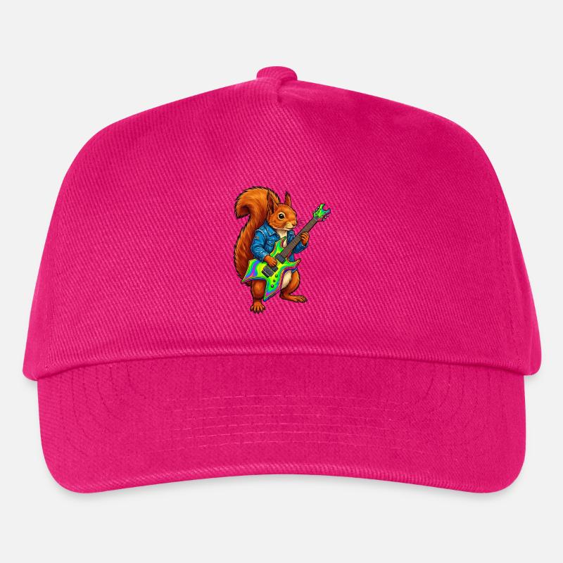 Eichhörnchen mit Jacke und E-Gitarre - Kinder Basecap - Fuchsia