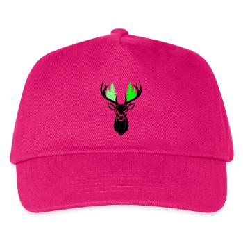 Hirschkopf Tannen Natur Grün - Kinder Basecap - Fuchsia - Vorne