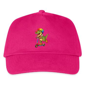 Cute Dino T-Rex Clown on Roller - Kids’ Baseball Cap - fuchsia - Front