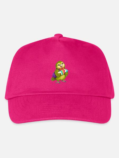 Grüner Papagei mit bunten Karten - Kinder Basecap - Fuchsia