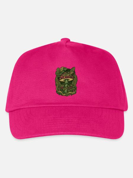 Magischer Wald-Pilzmotten-Inschrift Cottagecore - Kinder Basecap - Fuchsia
