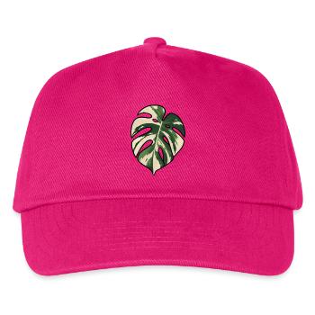Monstera-Variegated Leaf Silhouette - Kinder Basecap - Fuchsia - Vorne