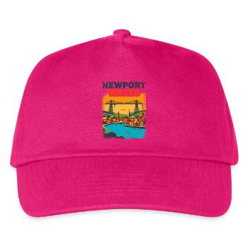 Retro Newport Wales City Skyline Sept - Kinder Basecap - Fuchsia - Vorne