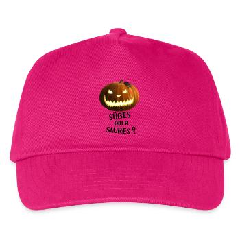 Süßes oder Saures - Kürbis mit Spinne - Kinder Basecap - Fuchsia - Vorne