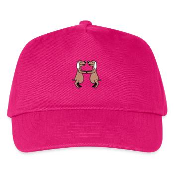 2 dogs big belly overweight dancing together - Kids’ Baseball Cap - fuchsia - Front