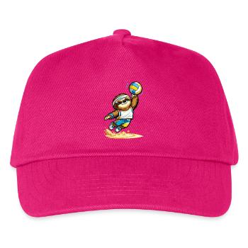 Volley-Sloth im Retro-Sportlook - Kinder Basecap - Fuchsia - Vorne