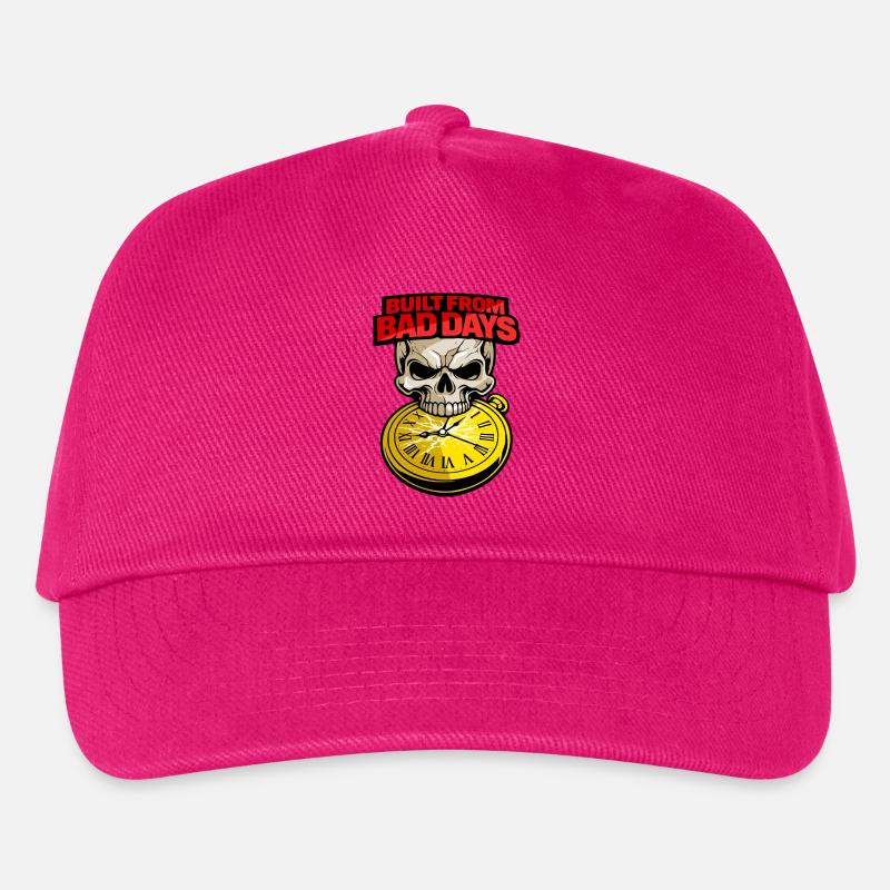 Built From Bad Days Totenkopf Skull Motivation - Kinder Basecap - Fuchsia
